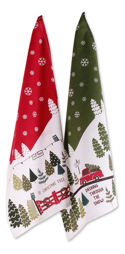 Juego De 2 Toallas Decorativas De Algodón Diseño Navideño