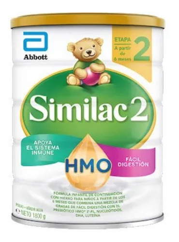 Imagen 1 de 1 de Leche de fórmula en polvo Abbott Similac 2 en lata de 1.8kg - 6 a 12 meses