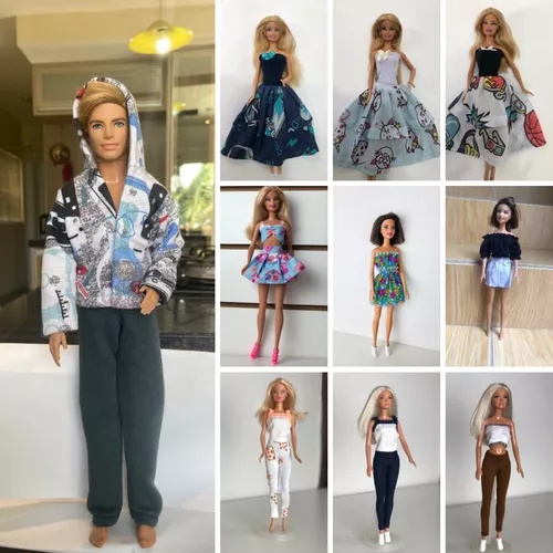 Kit Com 10 Roupinhas Roupas Para Boneca Barbie Frozen