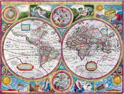 Cuadro Mapamundi Mapa Nuevo Y Preciso De John Speed 1662