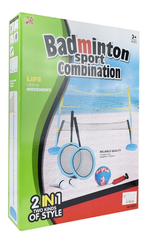 Juego Badminton Set De Jardin Tenis Red Pelota Playa