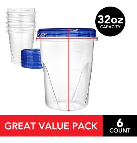 Recipientes De Plástico Stock Your Home 950 Ml (paquete De 6
