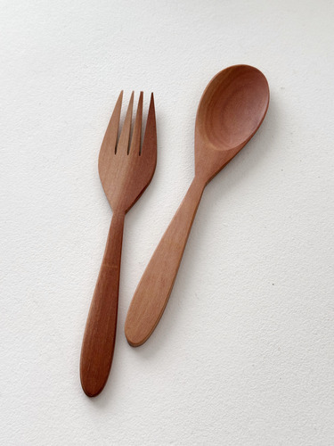 Set Cuchara Y Tenedor De Madera - Imp Indonesia Marrón