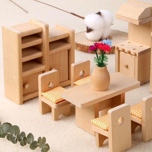Juego De Muebles En Miniatura Para Casa De Muñecas Comedor