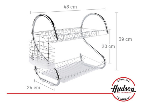 Imagen 2 de 10 de Secaplatos Escurridor Hudson Acero 2 Pisos Con Bandeja