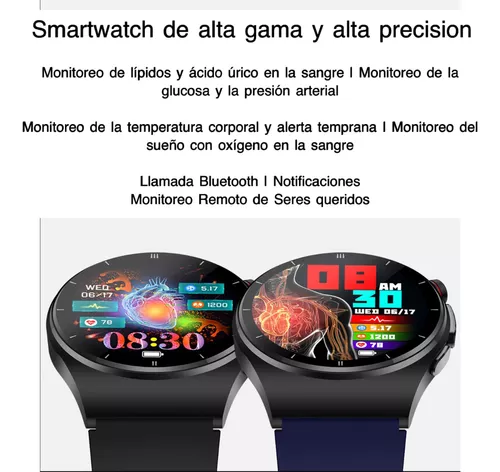 Smartwatch Reloj de glucosa en sangre con asistente de voz de