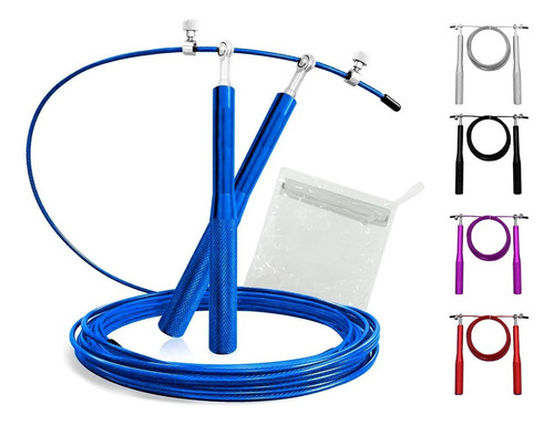 Soga De Saltar Speed Rope Cuerda De Pvc Acero Gym Boxeo Color Azul