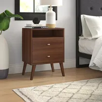 Comprar Velador Mesa De Noche Amauta Marrón 2 Cajones Tu Mesita