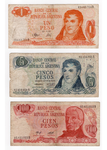 Ltb186. Lote De 5 Billetes Pesos Ley, Usaditos. Oferta