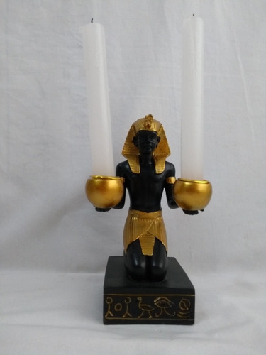 Imagem 6 de 8 de Estatueta Faraó Em Resina 17cm Enfeite Ou Porta Velas Novo