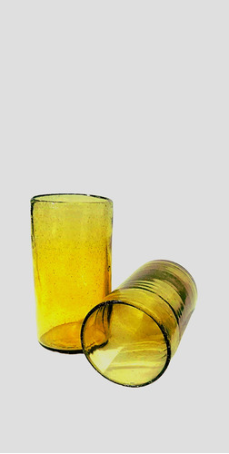Vaso De Vidrio Color X1  Ambar Mexicano Alt 14,5cm