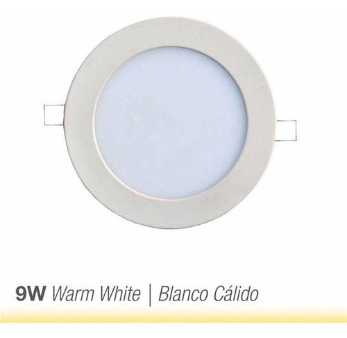 Panel Led Foco Plafón Techo Redondo 9w Embutido 14.5cm Estructura Blanco Luz Cálida 3000-3500°K