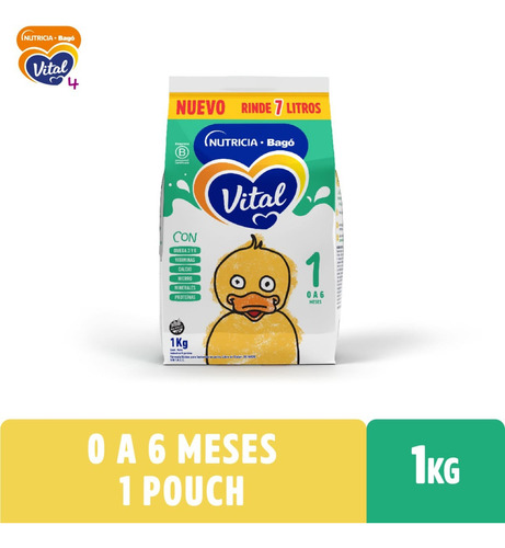 Leche En Polvo Vital 1 Nutricia Bago Pouch X 1000 Gr Sabor Original