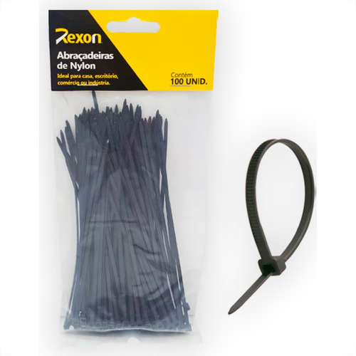 Abracadeira Nylon Rexon.4,8x200 C/100 Pto