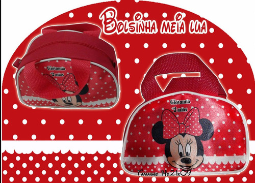 30 Lembrancinhas Bolsinha Personalizada Meia Lua Minnie