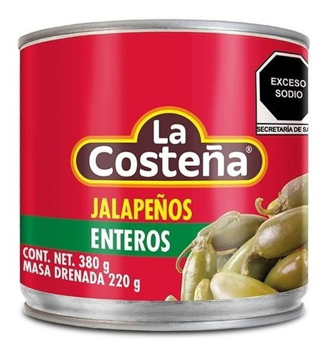 Chiles Jalapeños Enteros La Costeña En Escabeche 380 Gr