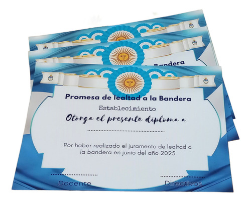 Kit Imprimible Diploma + Señalador P/lapiz Promesa Bandera