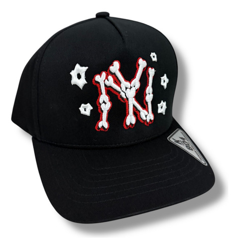 Gorra Snapback Yankees Calavera Huesos Premium Rg Caps Negro/rojo Ajustable