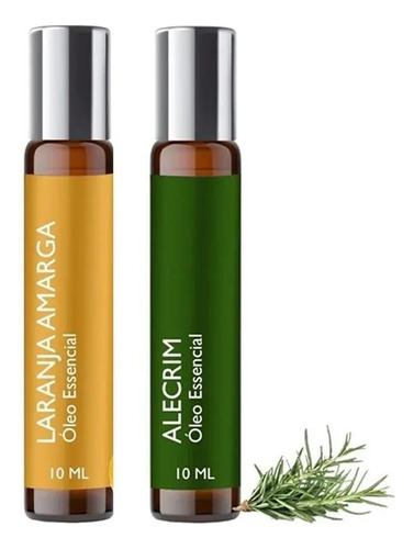 Kit 2 Óleos Essenciais Laranja Amarga E Alecrim Roll On 10ml