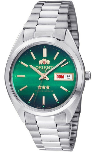 Relógio de pulso Orient 469WA3F com corria de aço inoxidável cor prateado - fondo verde