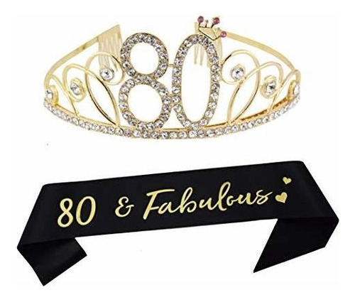 Paquetes De Fiesta - Dgasin 80th Birthday Tiara And Sash Ha