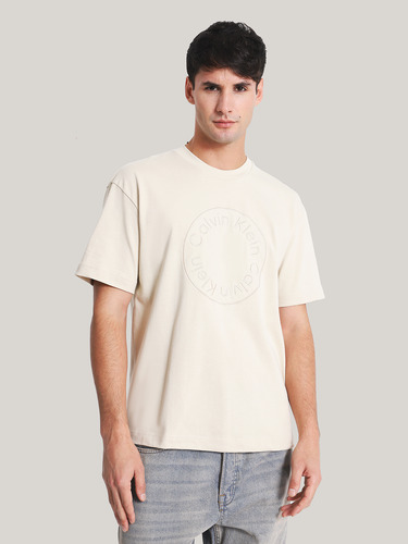 Polera Embroidered Emblem Beige Calvin Klein