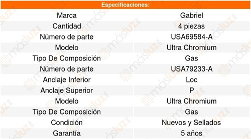 Set 4 Amortiguadores Jeep Grand Cherokee V8 4.7l 07/10