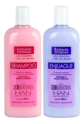 Han Shampoo + Acondicionador Keratina Y Oro De Argan 500 Ml
