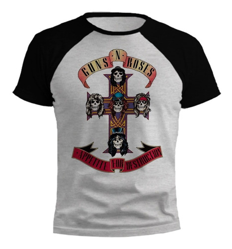 Remera Guns N Roses Diseños Gris Ranglan