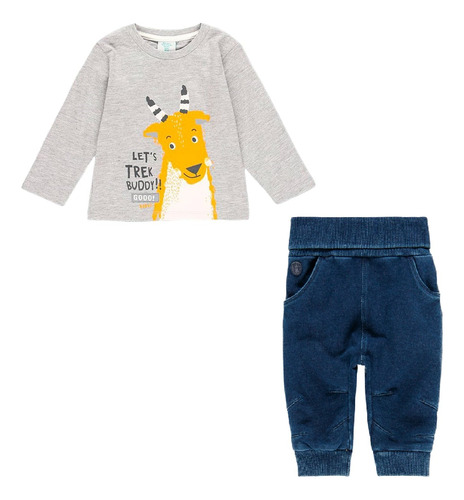 Conjunto Pantalón Sudadera Gris Animal Niño Casual Elegante