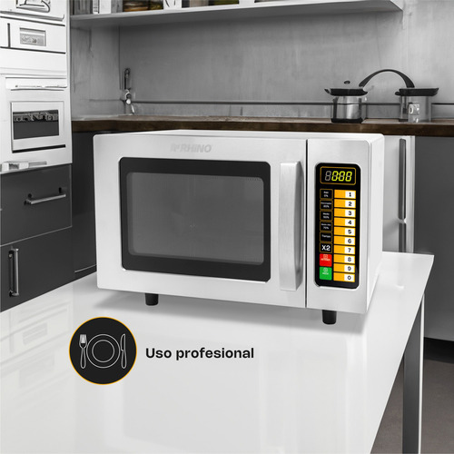 Microondas Industrial Digital Rhino Homic-09d 1000w 0.9 Ft Inoxidable 5 Niveles Potencia Descongelar Certificado Nom Panel Braille