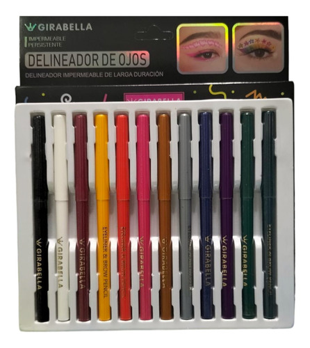 Lapiz Delineadores Colores Ojos Y Labios Girabella 12pz Multicolor Mate