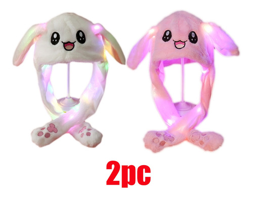 2pc Sombrero De Peluche Iluminado Con Orejas En Movimiento C