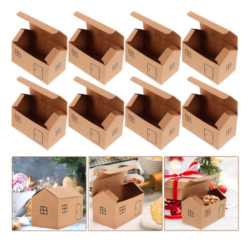 10pc Small House Shaped Gift Boxes Treat Boxes For Dessert C