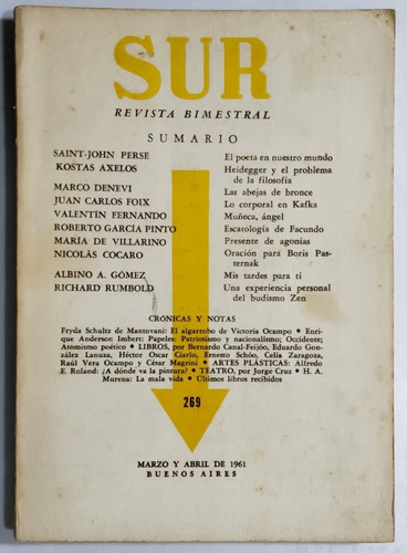 Revista Sur N° 269. 1961. Denevi, García Pinto, Cocaro.