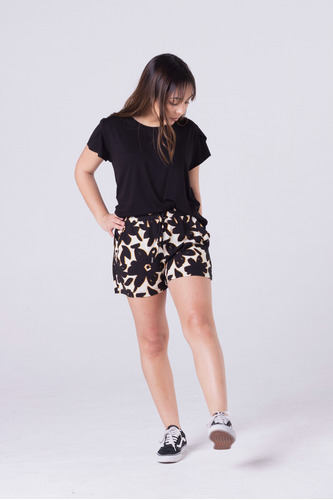 Short De Lino Con Spandex Estampado Manipura