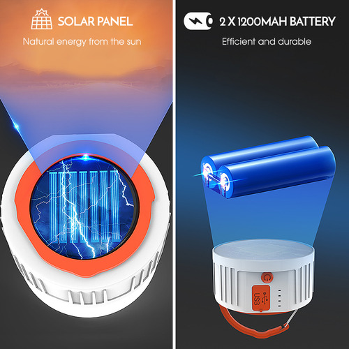 Linterna Solar Multifuncional Recargable Por Usb Para Acampa