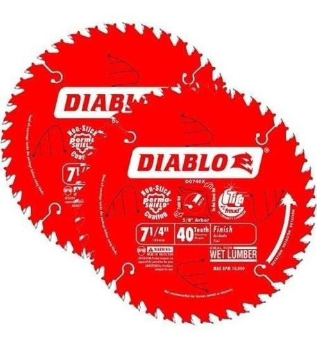 Disco Diablo Para Sierra Circular 7-1/4 40 Dientes D0740 2pz