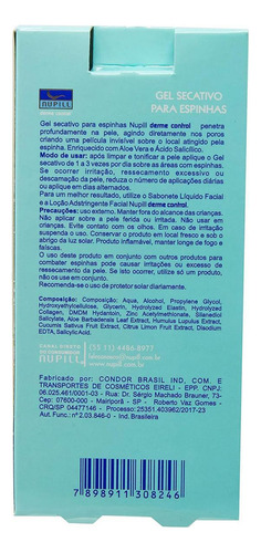 Gel Secativo Para Espinhas Pele Oleosa Derme Control Nupill