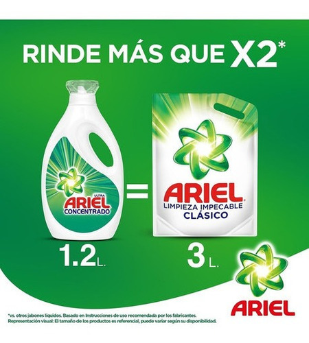 Jabón Líquido Ultra Concentrado Para Ropa Ariel 1,2l