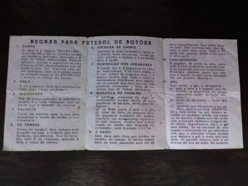 Regra De Futebol Botão Mesa Estrela Original Anos 70