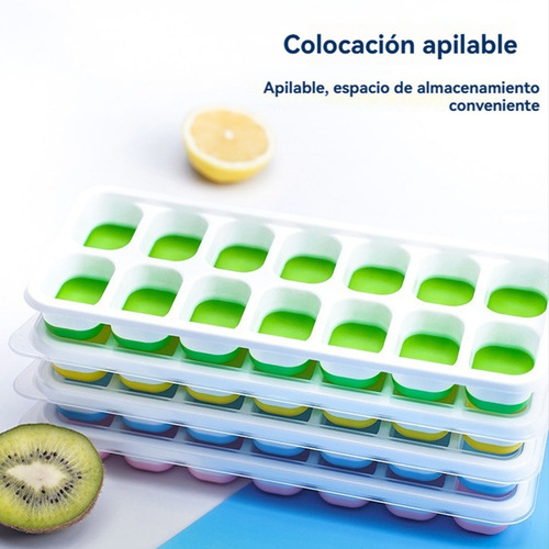6.014 Moldes De Silicona Para Cubos De Hielo Bandeja Tapa
