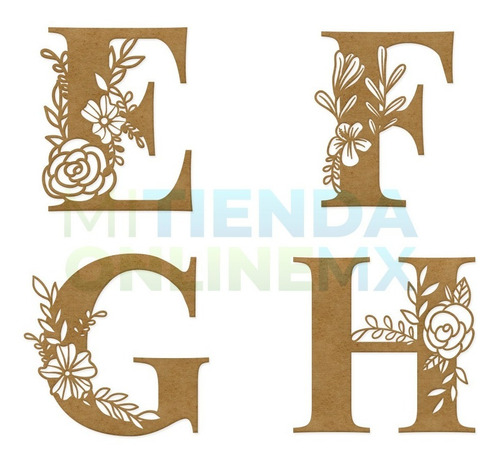 Letra Mdf Flores Corte Laser 100 Cm Mdf 6mm