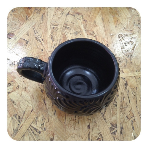 Imagen 2 de 3 de Tarro Chocolatero Ch De Talavera Poblana Negro Mate 280 Ml