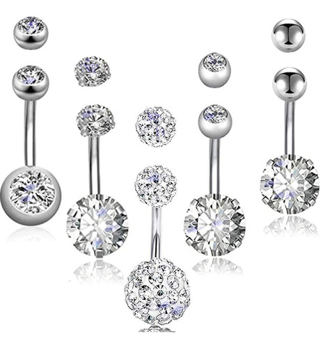 Yeelong - Piercing Para Ombligo De Plata Y Oro De 14g Para M