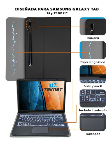 Funda Teclado Touchpad Para Samsung Galaxy Tab S8 X700