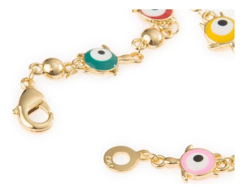 Pulsera Esclava Ojo Turco 5mm Unisex 20cm Chapa De Oro 18k Color Multicolor Diámetro 5.5 Cm Largo 20 Cm