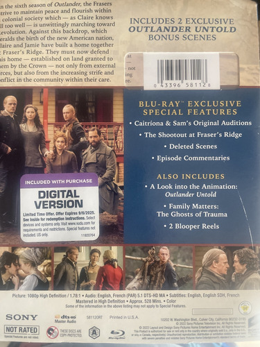 La Sexta Temporada De La Serie De Tv Outlander Blu-ray (Usado)