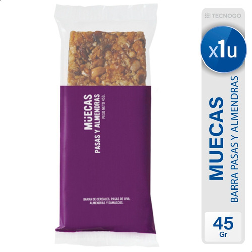 Barrita de Cereales Muecas sabor pasas de uva y almendras de 45g