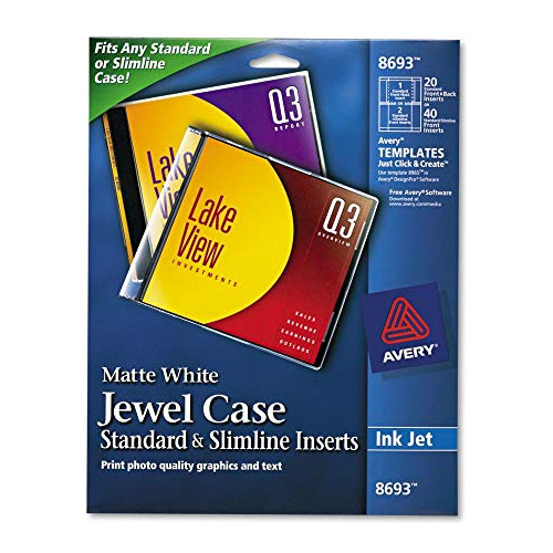 8693 Inyección De Tinta Cd/dvd Jewel Case Inserts, Bla...